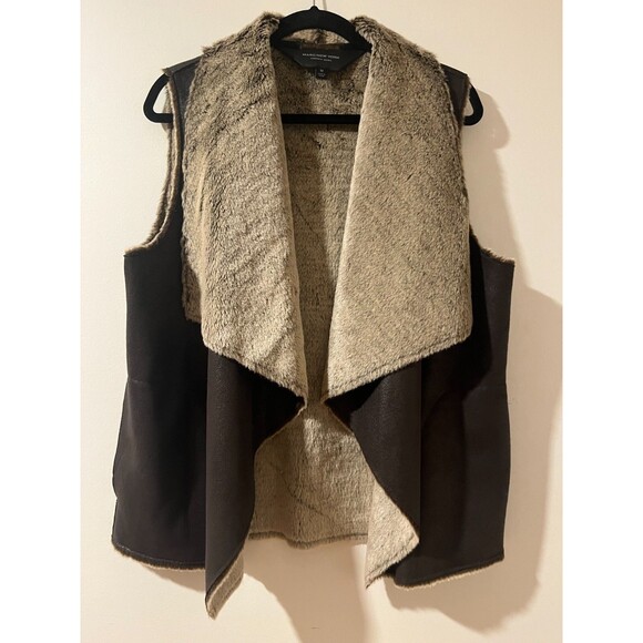 Marc New York Andrew Marc Dark Brown Faux Fur & Suede Festival Vest Womens M - Picture 1 of 9